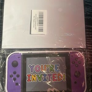 Nintendo Switch theme- Purple birthday invitations
